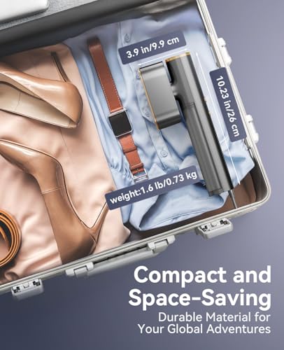 Jack & Rose Vaporizador de viaje para ropa, plancha portátil de 100 a 220 V, calentamiento de 15 segundos, vapor y plancha 2 en 1, tamaño de viaje, panel térmico de cerámica grande, para todo el mundo