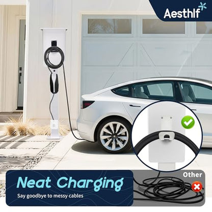 Pedestal de cargador EV para Tesla y J1772 para exteriores, resistente a la intemperie, proteger, resistente, resistente a la corrosión, fácil de instalar, blanco