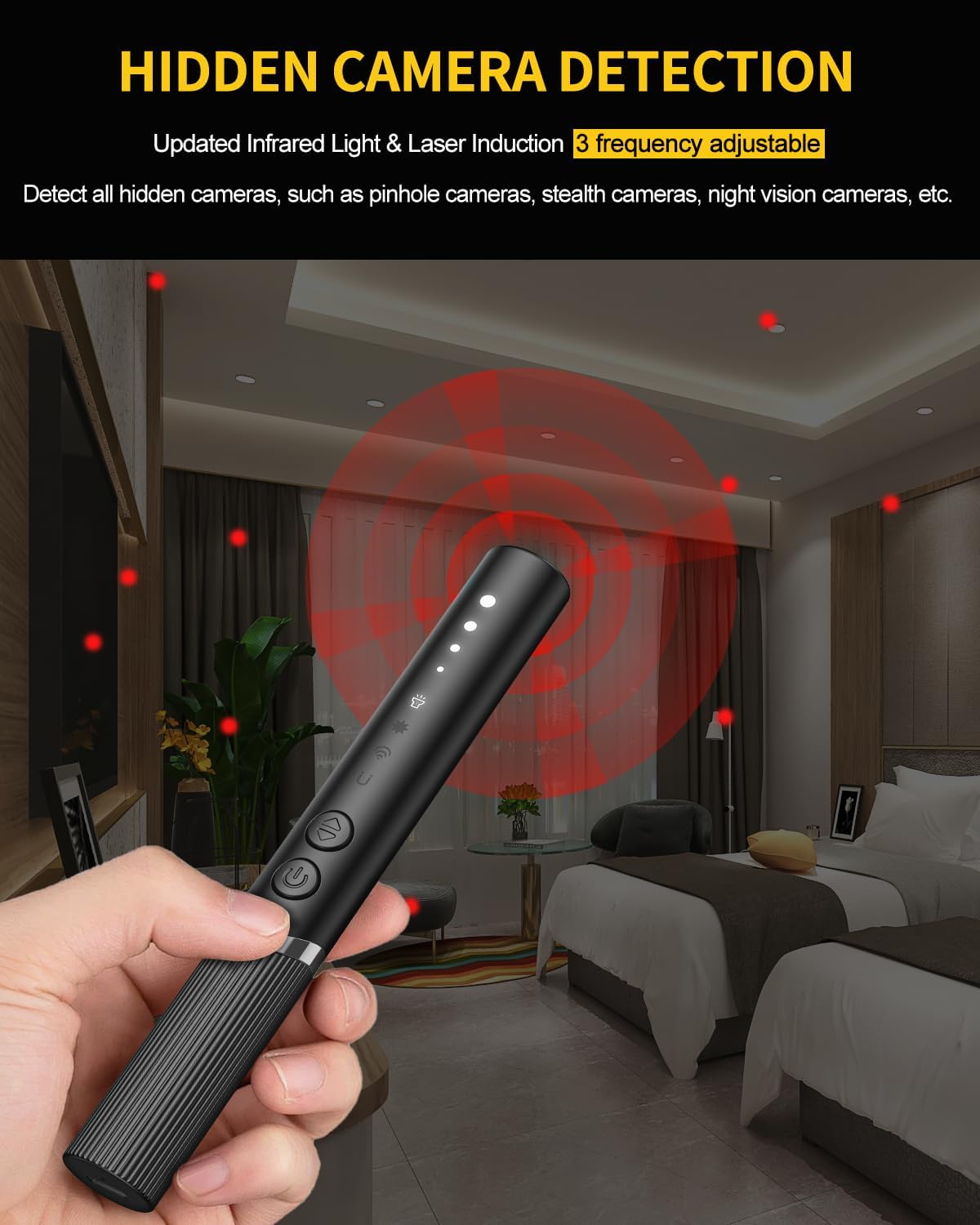 Detectores de cámara oculta, buscador de cámara espía, dispositivo de seguimiento GPS oculto, detector de dispositivo de grabación de escucha, barrendero oculto de insectos y detector de cámara KT3