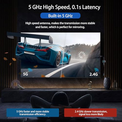 Adaptador de pantalla HDMI inalámbrico 5G, dongle Miracast 4K, espejo de pantalla para teléfono inteligente, Android, tableta, laptop, ventana a HDTV/monitor/proyector, DLNA compatible, Miracast