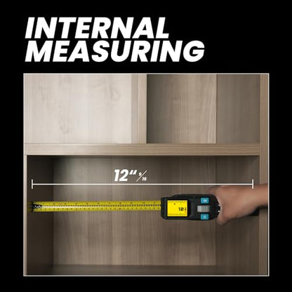 Cinta métrica digital 3 en 1 DTX10, herramienta de medición láser de 330 pies y cinta de bloqueo automático con lectura digital instantánea, línea láser extendida y medición incremental, cinta reemplazable
