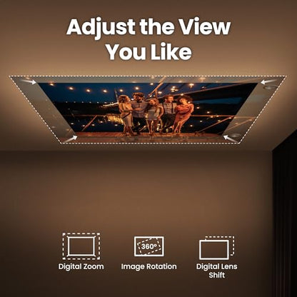 BenQ GV50 | Proyector portátil láser, 500 lúmenes, nativo 1080p, compatible con 4K, proyección de techo, base de trípode, ángulo giratorio, Google TV, Netflix certificado, WiFi y Bluetooth, altavoz integrado