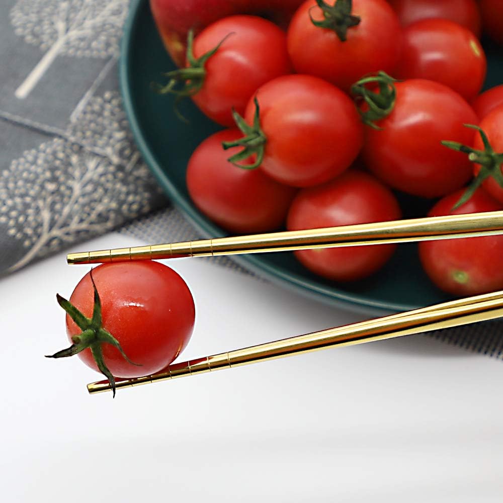 Palillos de acero inoxidable 304 reutilizables, de varios colores, ligeros, palillos de metal aptos para el lavavajillas – 5 pares - 033985217378