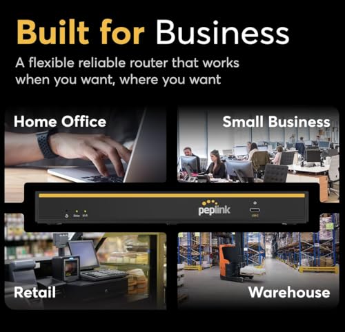 Peplink B-One Router WiFi Gigabit Dual WAN para Internet inalámbrico | Rendimiento de 1 GBps | 2 puertos WAN, 4 puertos LAN, Wi-Fi MIMO 2X2 de doble banda | Suavizado WAN #B-ONE-T-PRM