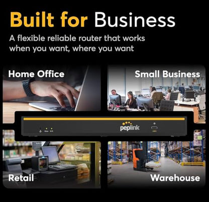 Peplink B-One Router WiFi Gigabit Dual WAN para Internet inalámbrico | Rendimiento de 1 GBps | 2 puertos WAN, 4 puertos LAN, Wi-Fi MIMO 2X2 de doble banda | Suavizado WAN #B-ONE-T-PRM