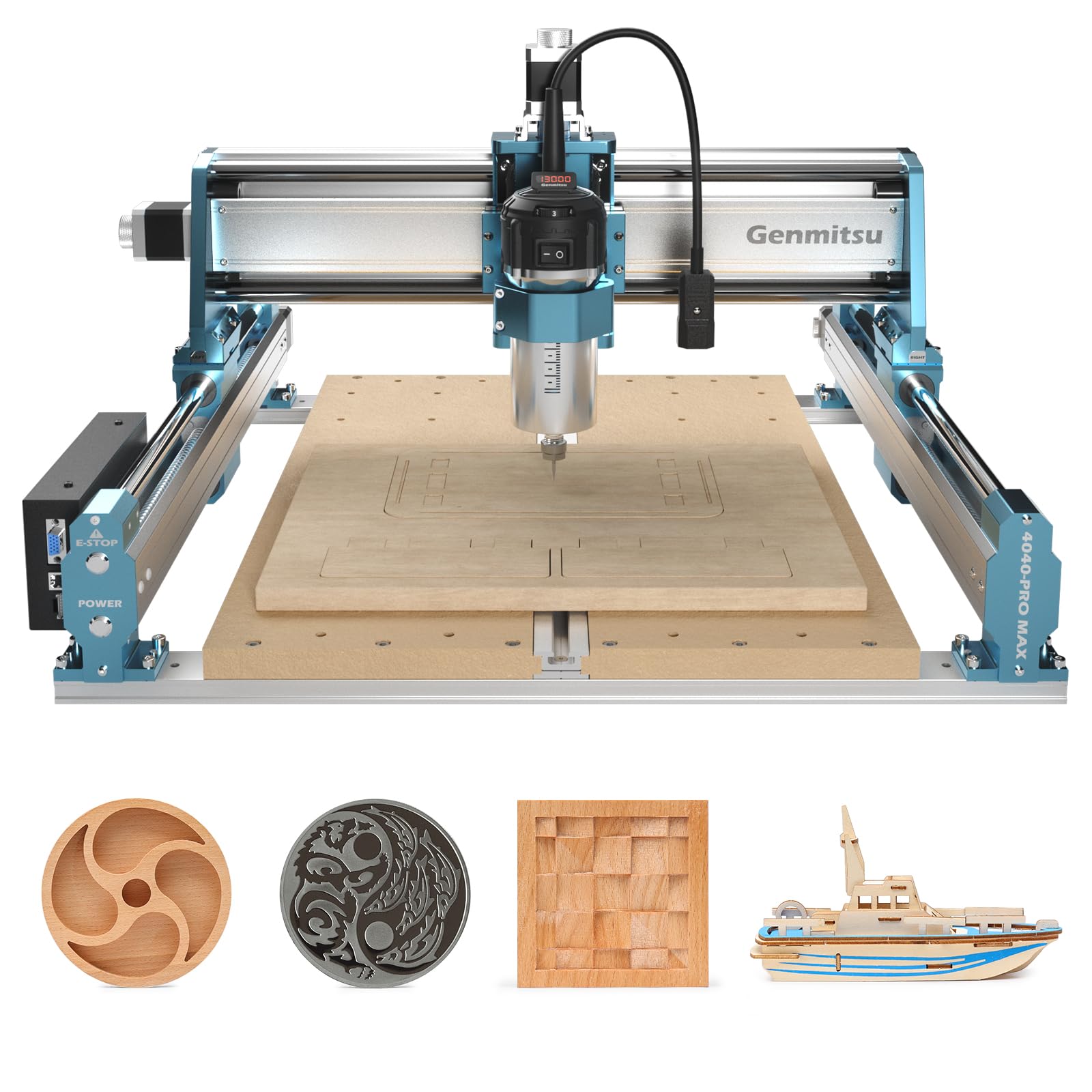 SainSmart Genmitsu 4040-PRO MAX Enrutador CNC, recortadora de 710 W y riel lineal, área de trabajo 16.142 x 15.945 x 3.031 in, para fresado de corte acrílico de madera, control GRBL - 4040PM
