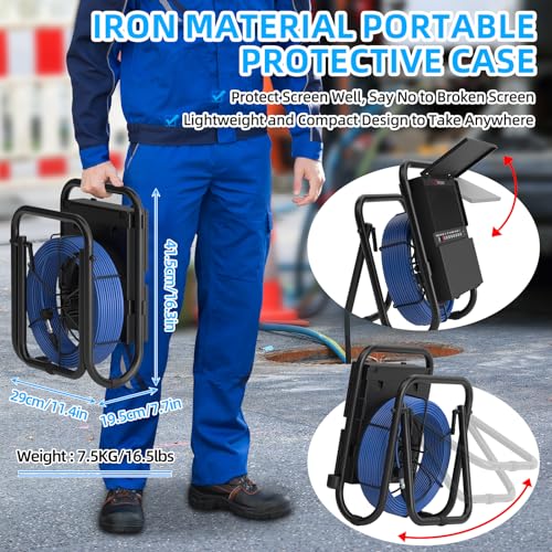 Sanyipace Cámara de alcantarillado con localizador 165FT/50M, cámara de drenaje con transmisor de 512Hz, Cámara de inspección de tubería de plomería con micrófono, contador de distancia, pantalla a