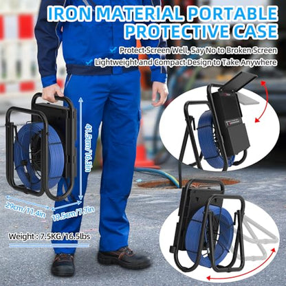 Sanyipace Cámara de alcantarillado con localizador 165FT/50M, cámara de drenaje con transmisor de 512Hz, Cámara de inspección de tubería de plomería con micrófono, contador de distancia, pantalla a