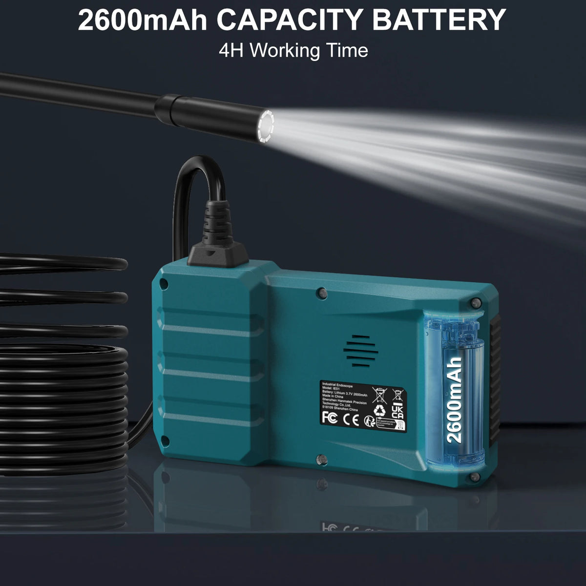 Hanmatek IE01 Cámara endoscopio Industrial pantalla de 4,3 pulgadas HD1080P IP67 impermeable 8 LED boroscopio de inspección de luz para reparación de tuberías de automóviles