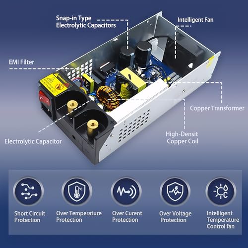 Adaptador de fuente de alimentación SMPS 110V 230V AC a DC 12V 125A 1500W, fuente de alimentación convertidor, transformador de voltaje DC 12V para bomba de motor, impresora CCTV 3D compresor de aire