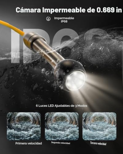 VEVOR Cámara de alcantarillado, 98.4 pies/98.4 ft (30 m), cámara de Boroscopio impermeable IP68, con función DVR y luces LED, endoscopio industrial para tubería de drenaje de conductos de pared. Pantalla de 4.3" con función DVR