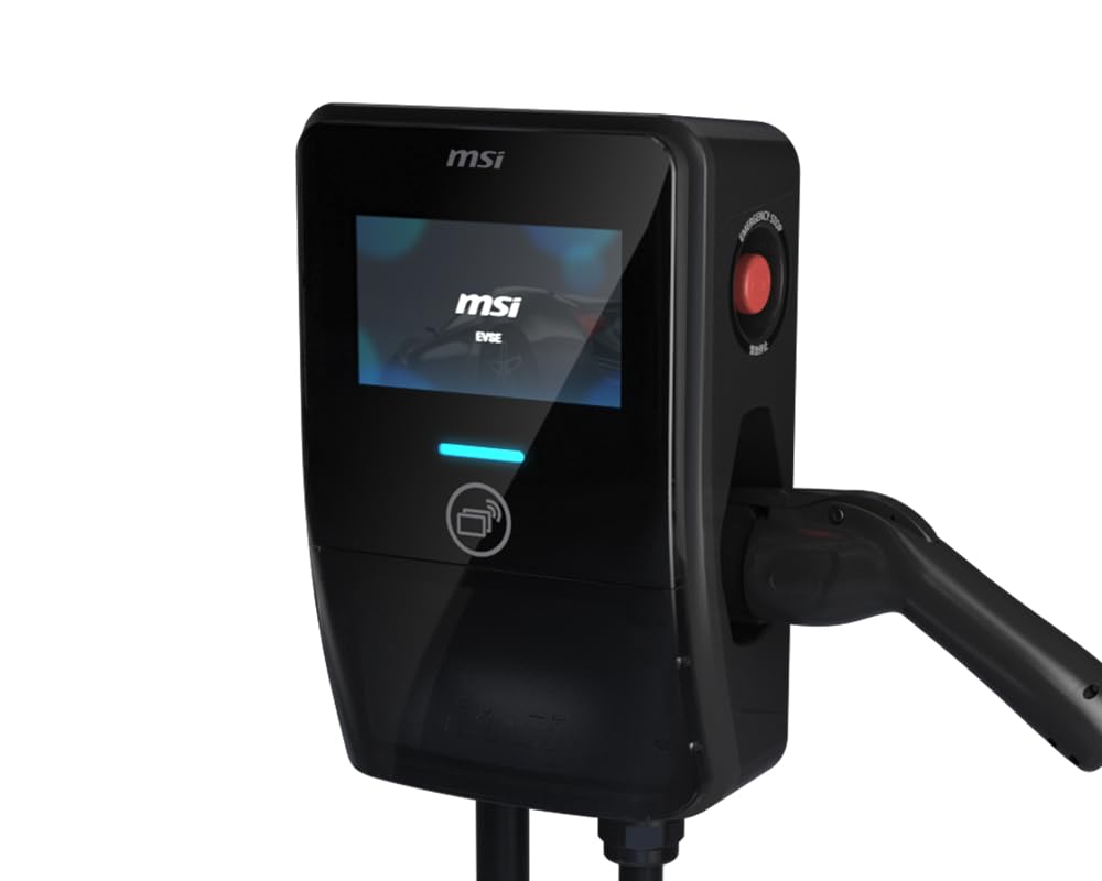 MSI EV Premium Tipo 1 (J1772) cableado, cargador de nivel 2, 240V, 60A, 14.4 kW, clasificación IP55, resistente al agua y al polvo, IK08 resistente a los impactos, certificado UL2594, Energy Star,
