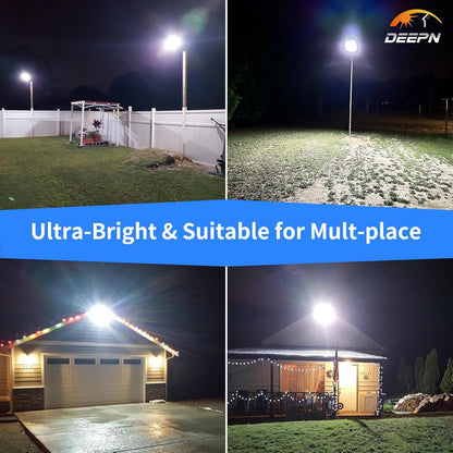 Deepn - Luces solares de calle para exteriores, 5000 W, luces solares de estacionamiento de 360000 lúmenes, luz de calle con energía solar, IP66, impermeable, sensor de movimiento al aire última