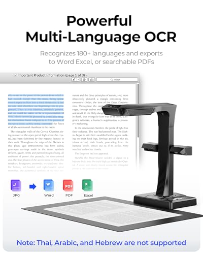 CZUR ET MAX - Escáner profesional de libros, cámara de documentos de 38 MP, plano de curva láser, escáner de documentos USB de alta velocidad, OCR de más de 180 idiomas, captura A3, soporte HDMI, para