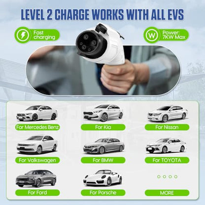 MR CARTOOL Estaciones de carga de vehículos eléctricos de nivel 2 S311, cargador EV con control de aplicación con cable de cargador de coche eléctrico de 26 pies, cargador inteligente EV de 32 A