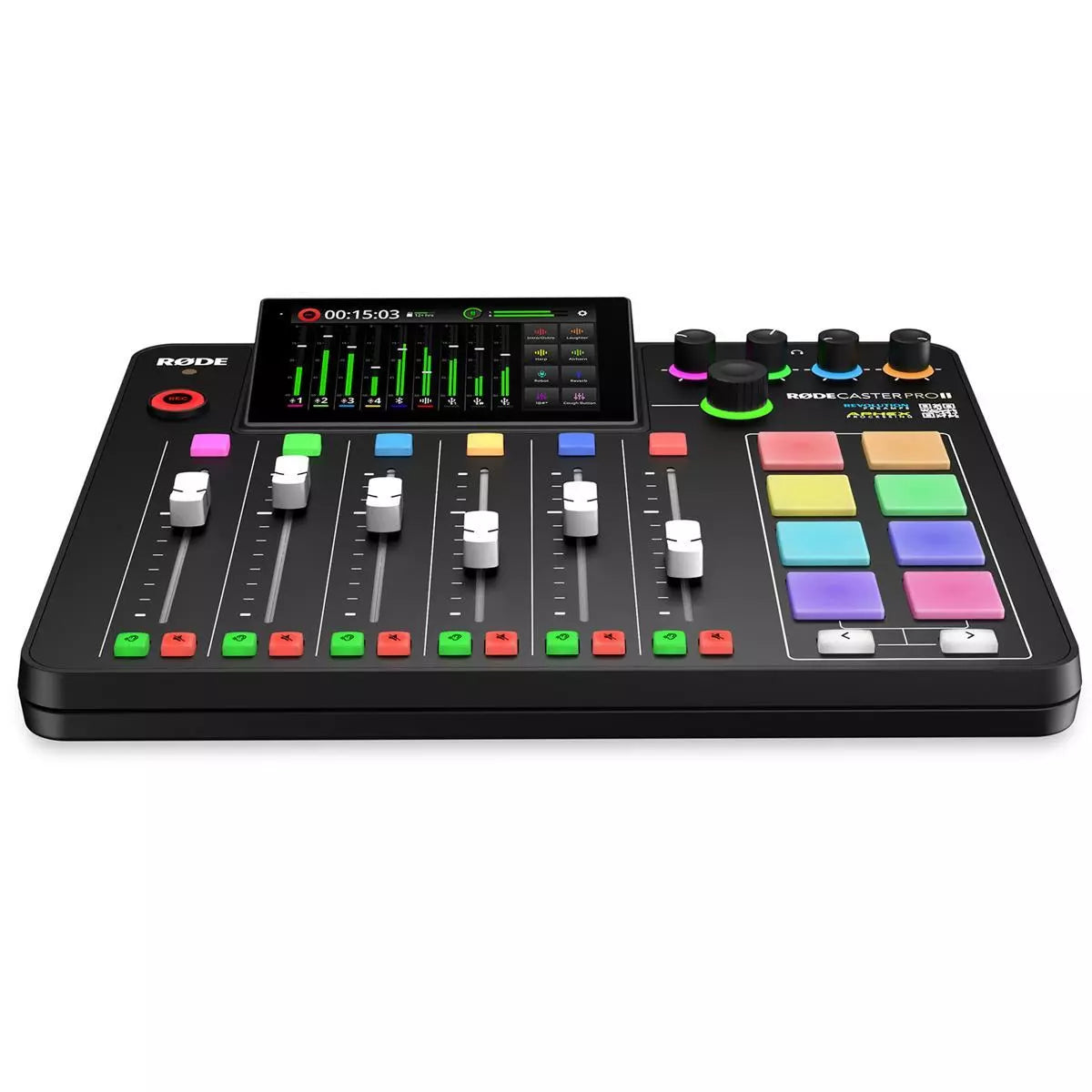 Consola de estudio Rode RODECaster Pro II con auriculares y tarjeta de memoria microSDHC de 32 GB RCPII B