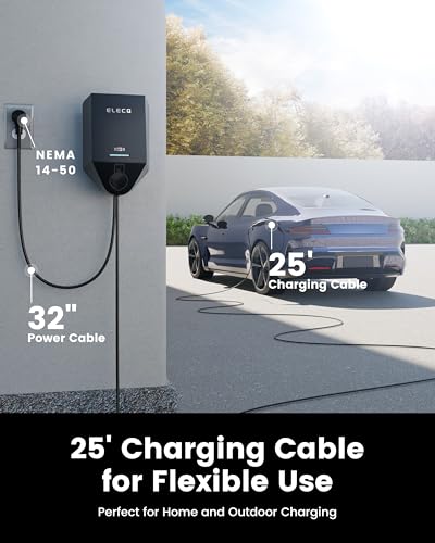 Cargador inteligente de nivel 2, gestión de carga activa, modo de carga solar, habilitado para Wi-Fi, compatible con OCPP y a prueba de futuro, cargador de EV enchufable NEMA 14-50 de 40 A