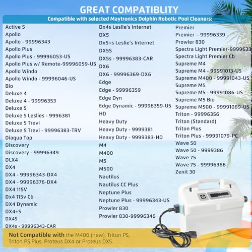 9995678 Fuente de alimentación con cable de repuesto para Dolphin Nautilus CC Plus, Premier, Apollo, Bio, Deluxe 5, DLX4, DX4, DX4S, DX5S, DX6, Edge, HD, M400, Neptune Plus, Prowler 830, Supreme M4 M5, Triton Plus, Wave 50 75 - 9995678-US-6