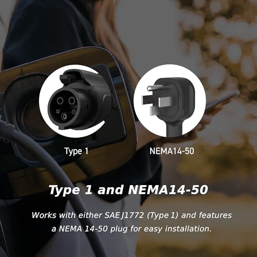 MSI EV Premium Tipo 1 (J1772) NEMA 14-50, cargador de nivel 2, 240V, 40A, 9.6KW, clasificación IP55, resistente al agua y al polvo, IK08 resistente a los impactos, certificado UL2594, Energy Star