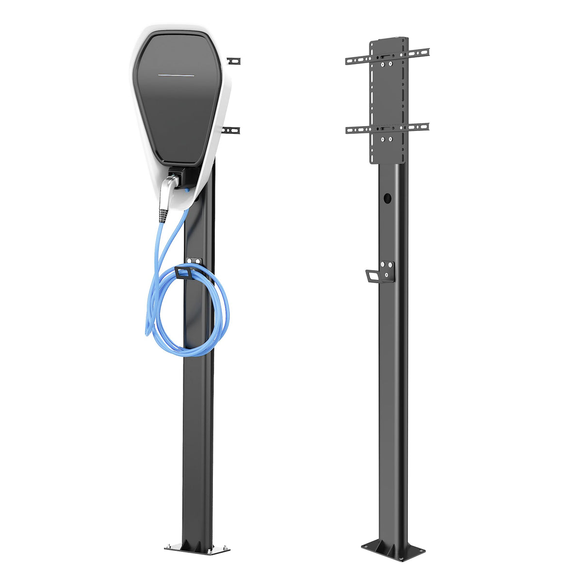 Soporte de pedestal universal para cargador de vehículos eléctricos, montaje en suelo de 59 pulgadas con gancho para cable BS-CDZ