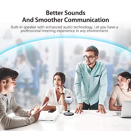 j5create Cámara de sala de conferencias con tecnología de IA 360 con altavoz, seguimiento inteligente, marco automático, incluye un control remoto (JVU368)
