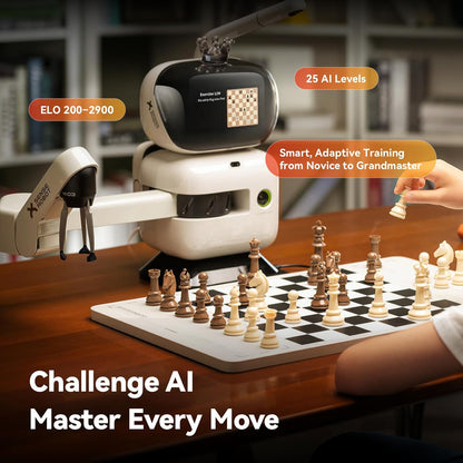 Robot de ajedrez AI RC3G-N con brazo robótico tablero de ajedrez electrónico para computadora, 25 niveles de IA, más de 1200 ejercicios, entrenador de final, reproducción de juegos clásicos