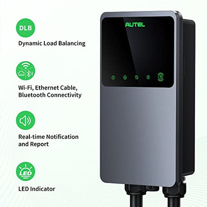 Autel MaxiCharger - Cargador de vehículo eléctrico para el hogar (EV) con tarjeta RFID, hasta 40 amperios, 240 V, WiFi de nivel 2 y EVSE habilitado para Bluetooth, enchufe NEMA 6-50, interior/exterior, cable de 25 pies con funda separada