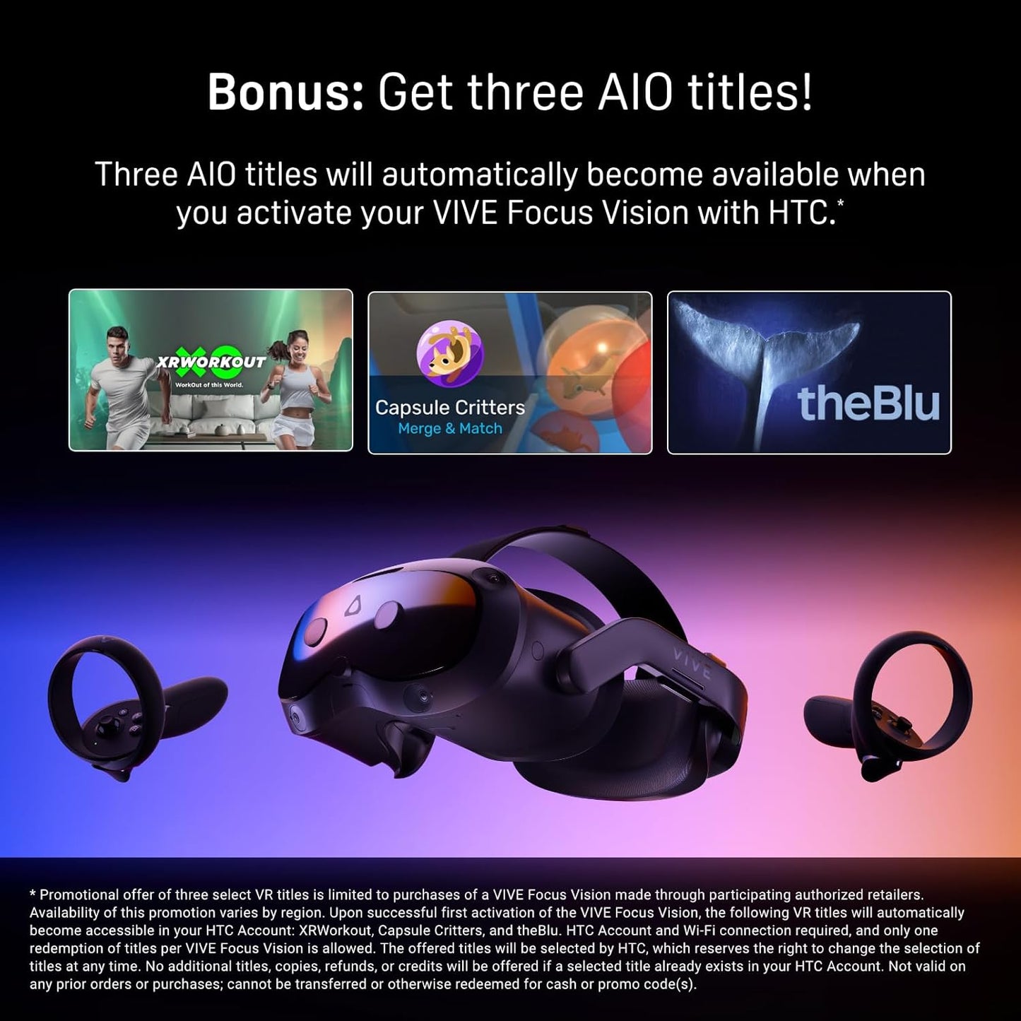 HTC Vive Focus Vision - Auriculares de Realidad Mixta y PC VR + Controladores - Edición de Consumo ‎99HAUM006-00