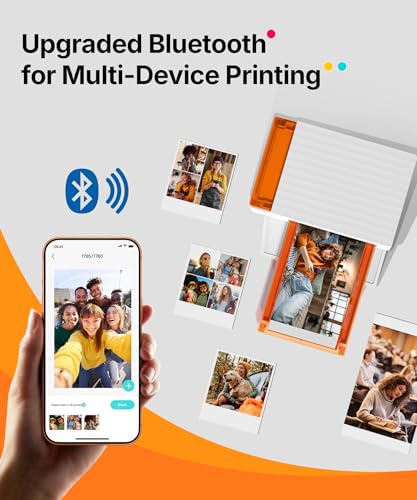Liene Amber M110 - Impresora fotográfica Bluetooth de 80 hojas, impresora fotográfica portátil para iPhone, sublimación de tinte térmico, impresora de imágenes, 60 hojas de papel de 4 x 6 y 20 hojas DHP515