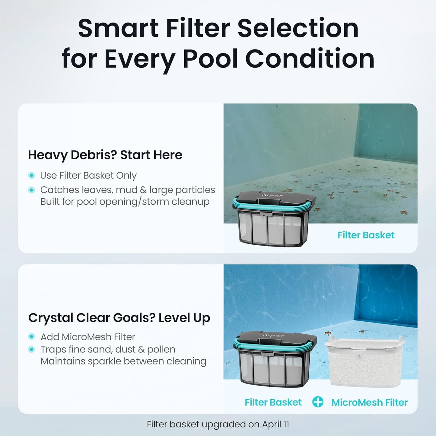 AIPER Scuba X1 - Robot de piscina inalámbrico con potente succión, doble filtración y base de carga inalámbrica, limpieza de suelo/pared/línea de flotación, tiempo de funcionamiento de 185min Aiper Actualización T1 OTA