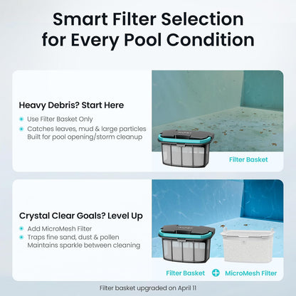 AIPER Scuba X1 - Robot de piscina inalámbrico con potente succión, doble filtración y base de carga inalámbrica, limpieza de suelo/pared/línea de flotación, tiempo de funcionamiento de 185min Aiper Actualización T1 OTA