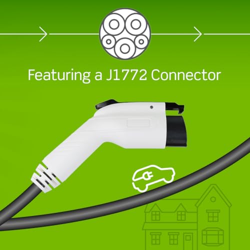 Leviton EV40P Cargador inteligente EV de nivel 2 con Wi-Fi, 40 A, salida de 9.6kW, cable de 25 pies, NEMA 14-50P, estación de carga EV para enchufe interior/exterior, compatibilidad con My Leviton