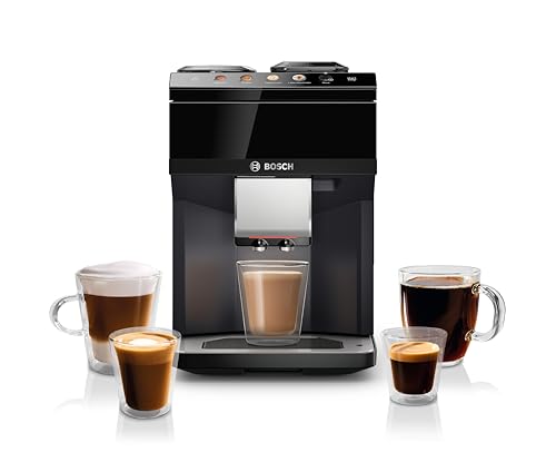 Bosch TPU40109 Serie 500 Máquina espresso totalmente automática con compartimento de grano entero y canal de café molido, pantalla TFT y panel de control táctil, sistema de leche externo y 9 opciones