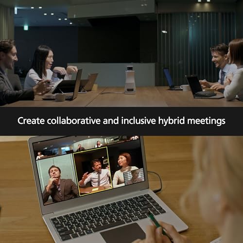 RICOH Meeting 360 Dispositivo de videoconferencia 3 en 1 | Vista panorámica de 360 grados con detección activa de altavoces y enfoque | 3 micrófonos con reducción de ruido de fondo | 3 altavoces de 8