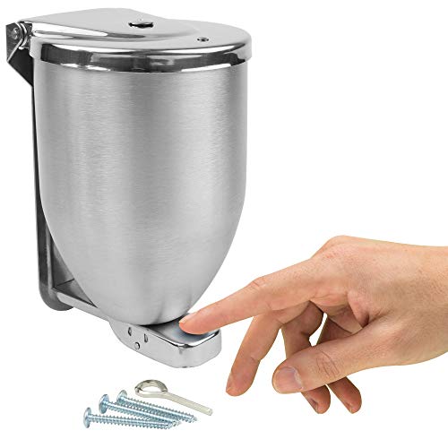 Vollum Dispensador de jabón en polvo, dispensador de jabón de baño de acero inoxidable de 32 onzas con tapa de relleno grande, dispensador de jabón de cocina con bomba fuerte para montaje en pared