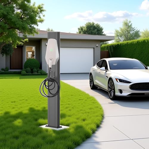 Pedestal de cargador Universal EV al aire libre, soporte de pedestal para cargador de vehículo eléctrico montado en el suelo, soporte de estación de carga Acero Galvanizado