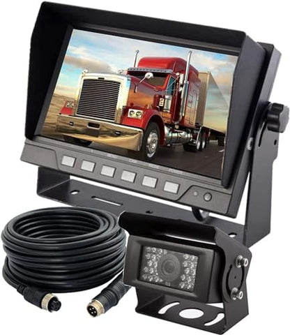 AHD 1080P Sistema de cámara de visión trasera inversa con cable de 7 pulgadas, línea de guía, cámara de visión nocturna IR impermeable IP69K, para