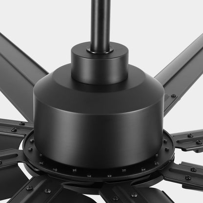 ZOEYON 96IN-Black- Ventilador de techo industrial de 96 pulgadas - Ventilador de techo grande con motor CC, 3 varillas de suspensión, control remoto de 6 velocidades, 8 cuchillas reversibles de aluminio