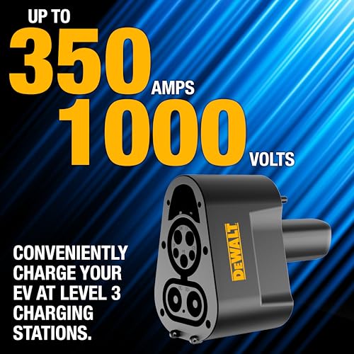 DEWALT Adaptador de carga rápida CCS1 a NACS para todos los modelos Tesla de 2021 y posteriores, excluyendo Cybertruck, 350A, 1000V, Compatible con estaciones de supercargador DC de nivel 3