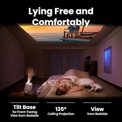 BenQ GV50 | Proyector portátil láser, 500 lúmenes, nativo 1080p, compatible con 4K, proyección de techo, base de trípode, ángulo giratorio, Google TV, Netflix certificado, WiFi y Bluetooth, altavoz integrado