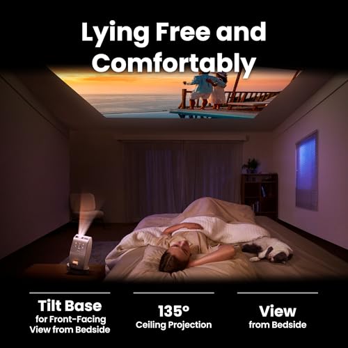 BenQ GV50 | Proyector portátil láser, 500 lúmenes, nativo 1080p, compatible con 4K, proyección de techo, base de trípode, ángulo giratorio, Google TV, Netflix certificado, WiFi y Bluetooth, altavoz integrado