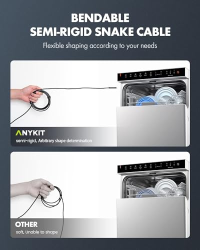 Anykit Cámara endoscopio USB con 8 luces LED ajustables, boroscopio con cámara de serpiente semirrígida, cámara de inspección impermeable IP67 compatible con dispositivos iPhone y Android (50 pies) NTC30L