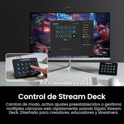 Insta360 Link 2C Pro - CINSABPB-S-B Cámara web 4K para PC/Mac, sensor de 1/1.3", baja luz, marco automático, HDR, micrófonos direccionales con cancelación de ruido, compatible con Stream Deck, Zoom, equipos