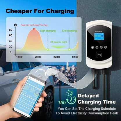 Cargador para vehículos eléctricos GBT de China con función DLB, aplicación Wi-Fi RFID, 11 kW trifásico, retardo de 1 a 15 horas