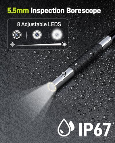 Anykit Boroscopio articulado bidireccional, cámara de serpiente de alta definición 1080P con luz, endoscopio industrial IPS de 4.3 pulgadas, cámara de alcance impermeable de 0.217 in para automoción
