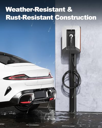 Soporte de pedestal universal para cargador de vehículos eléctricos, montaje en suelo de 59 pulgadas con gancho para cable BS-CDZ