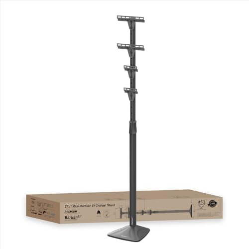 Barkan Soporte universal para cargador EV de 57 pulgadas para exteriores, revestimiento de zinc resistente a la intemperie, estación de carga de vehículos eléctricos, nivel 1 y 2, hasta 110 libras,