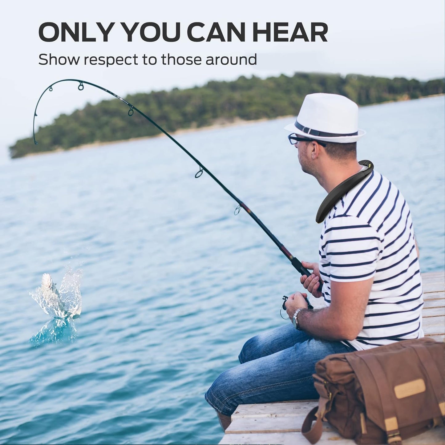 Monster Boomerang - Altavoces Bluetooth con banda para el cuello, con 15 horas de reproducción, sonido estéreo 3D de alta fidelidad, baja latencia, micrófono integrado, IPX5 impermeable para usar en