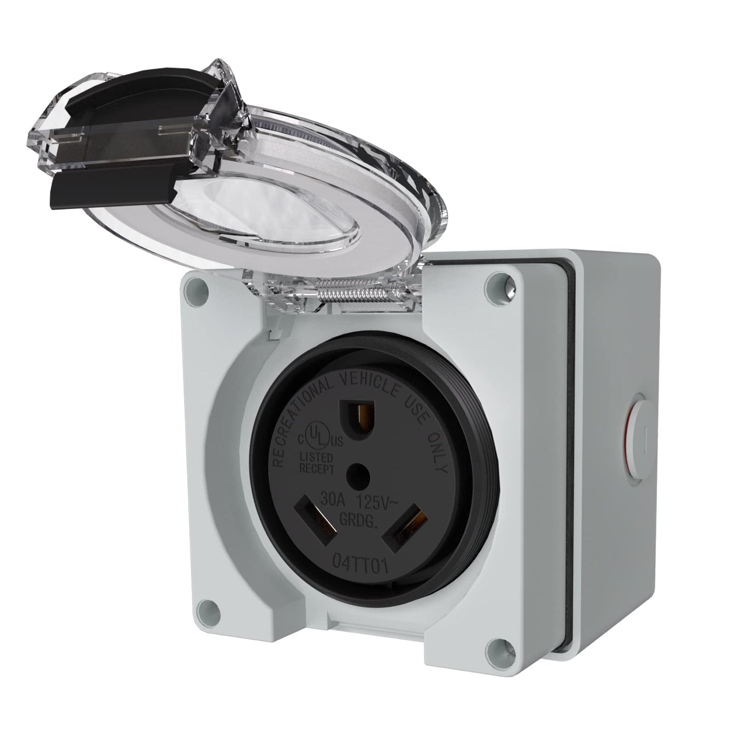 STARELO Caja de toma de corriente RV de 30 amperios, receptáculo NEMA TT-30R de 125 voltios, resistente al polvo y a la intemperie para vehículos recreativos, vehículos eléctricos, generadores