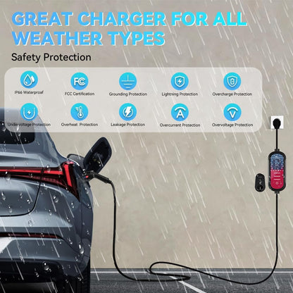 Cargador EV de nivel 2 32A, 240V, 7.68 KW, enchufe NEMA 14-50, cargador de vehículo eléctrico portátil, cable de 25 pies, Plug & Play para J1772, para hogar y exterior (negro) A70527 - QJHH4700527